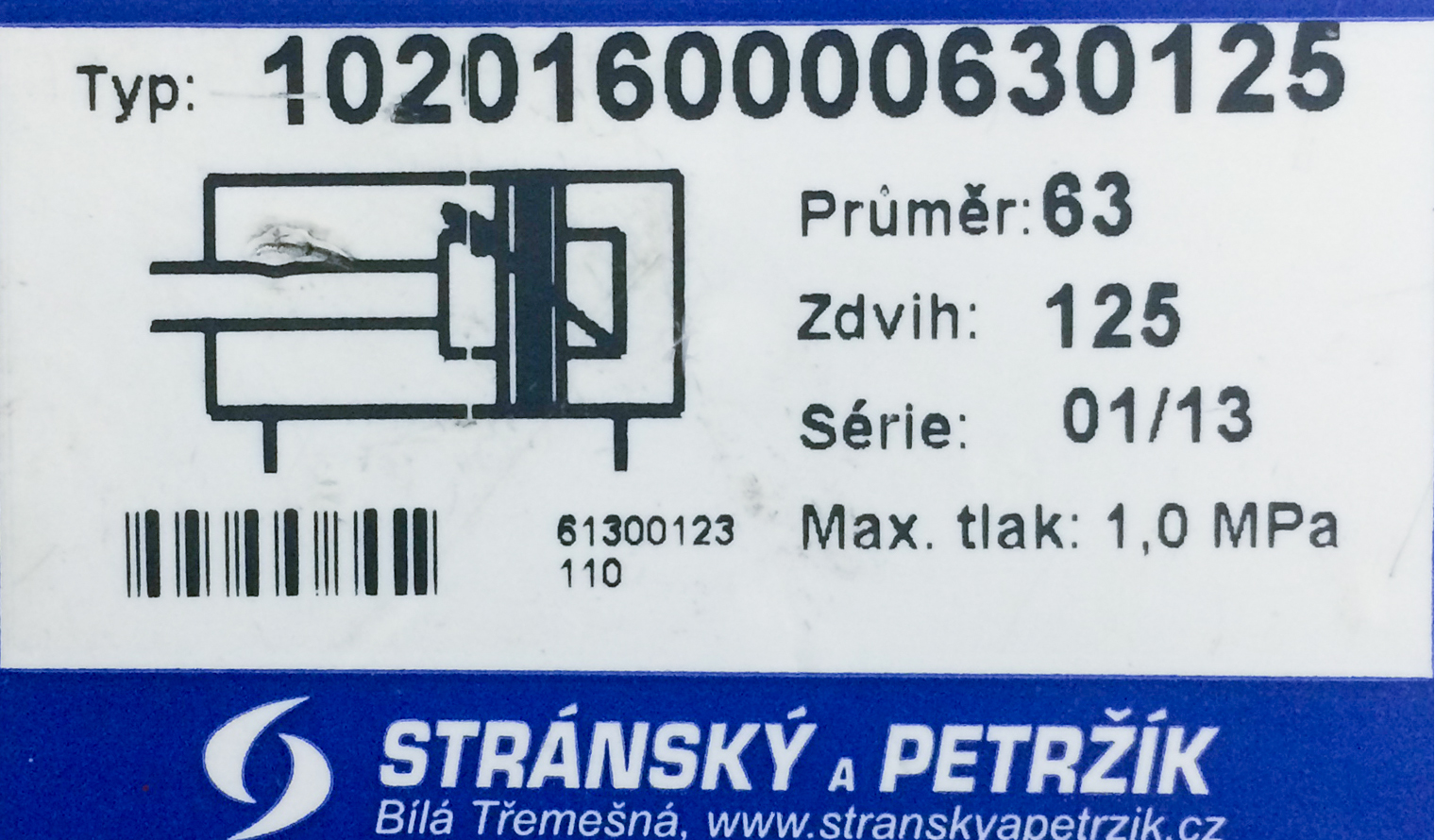 Пневмоцилиндр Type 102016000063012 5 (Чехия)